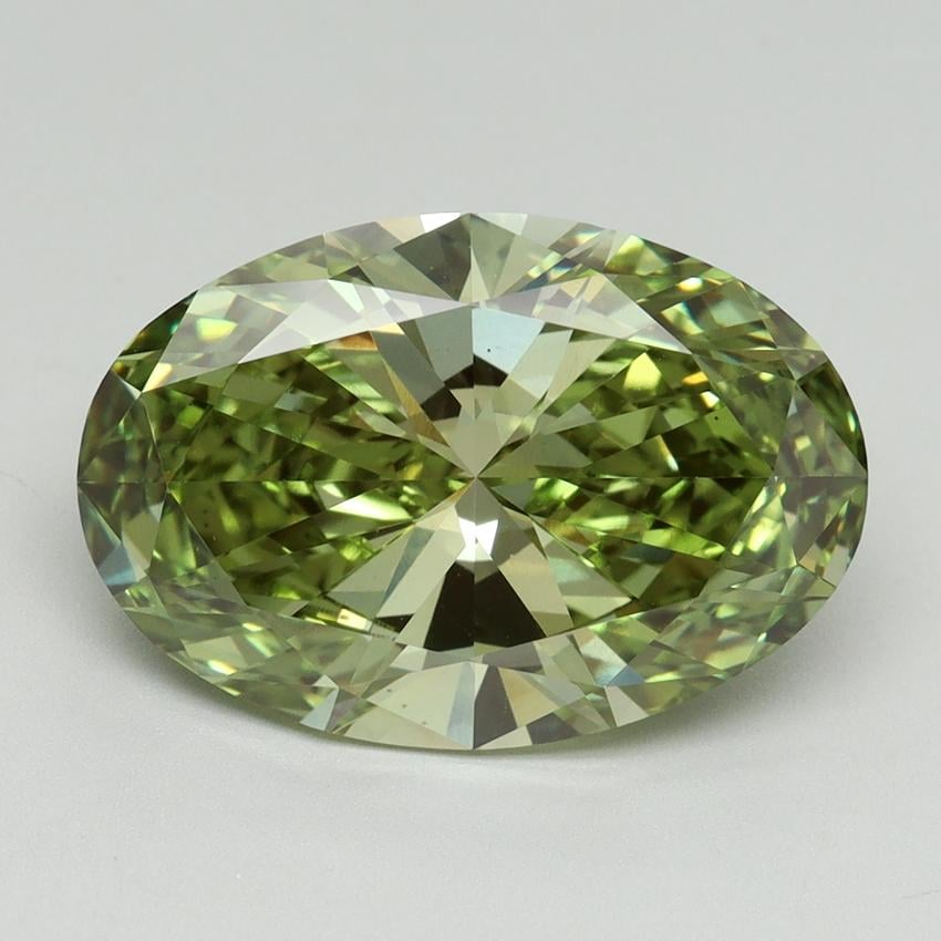 5.08 Ct. Fancy Vivid Green Oval Lab Grown Diamond
