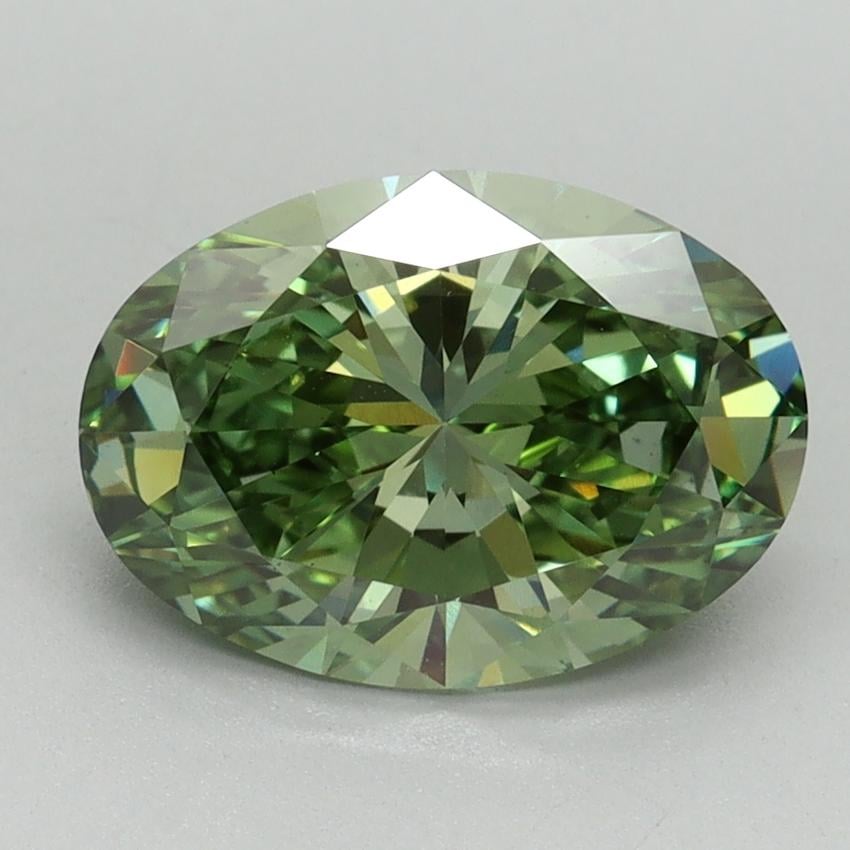 2.27 Ct. Fancy Vivid Green Oval Lab Grown Diamond