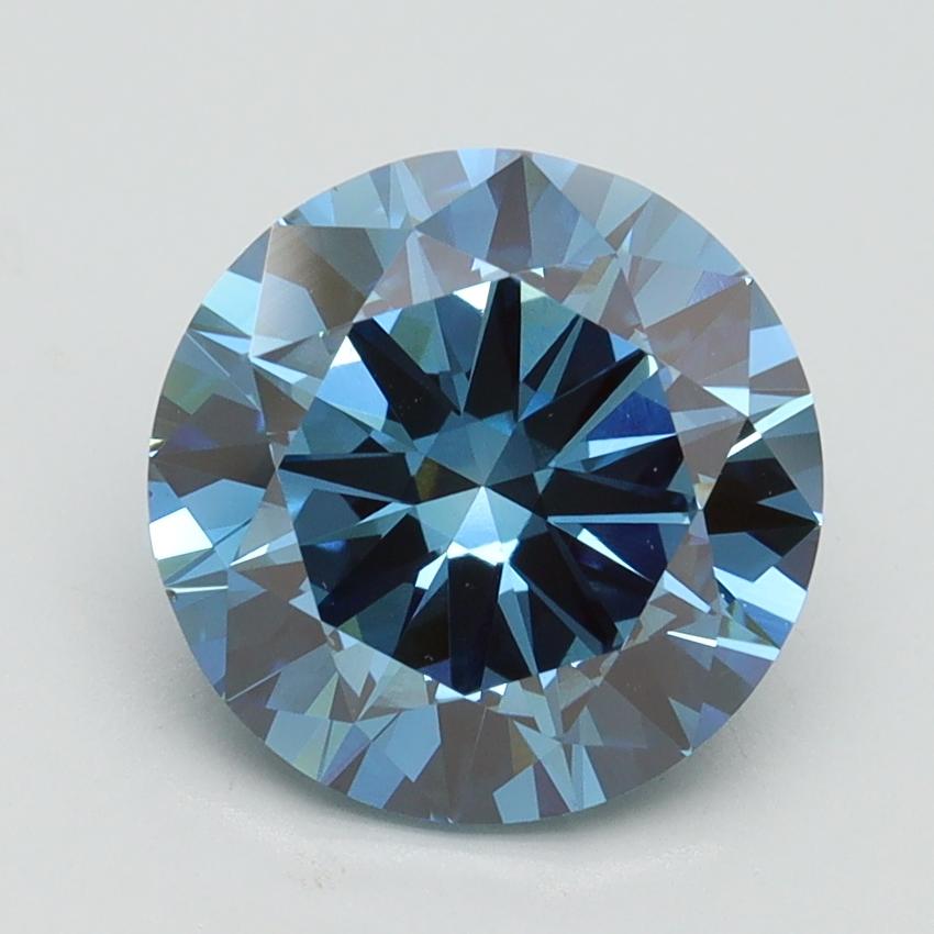 3.00 Ct. Fancy Vivid Blue Round Lab Grown Diamond