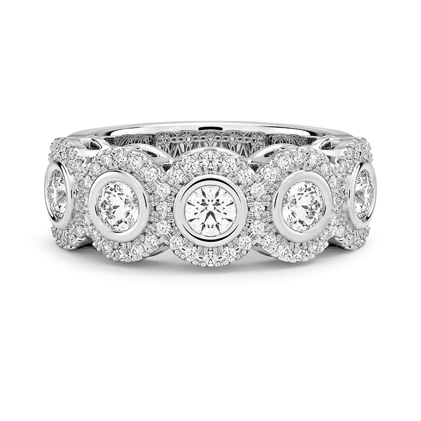 Custom Five Stone Halo Diamond Ring