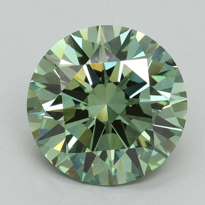 3.13 Ct. Fancy Vivid Green Round Lab Grown Diamond