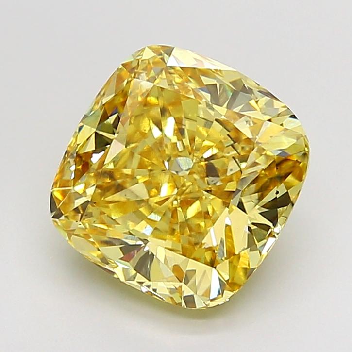 4.00 Ct. Fancy Intense None Yellow Cushion Lab Grown Diamond