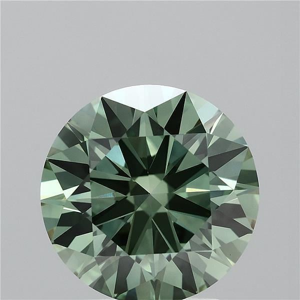 3.09 Ct. Fancy Vivid  Green Round Lab Grown Diamond