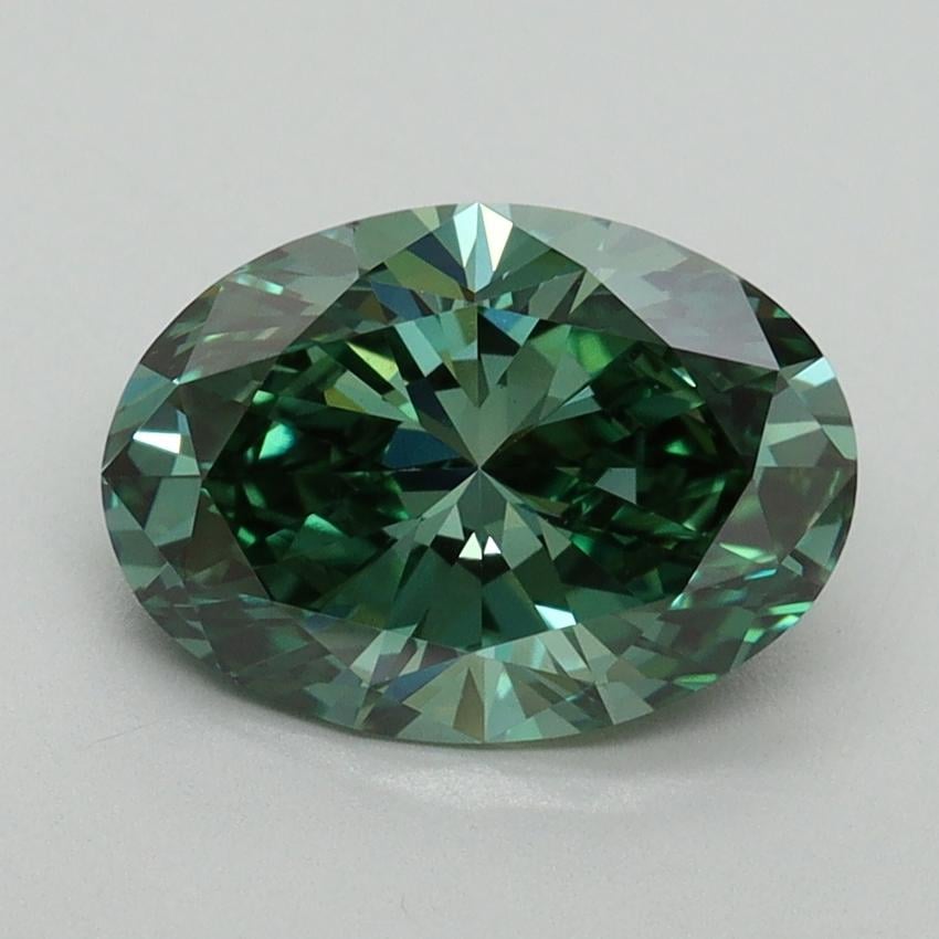 2.01 Ct. Fancy Vivid Pacific Green Oval Lab Grown Diamond