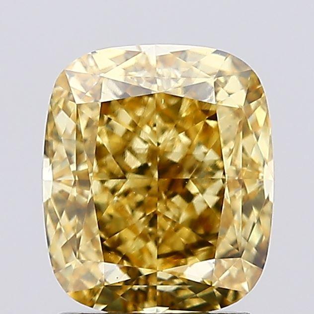 2.02 Ct. Fancy Vivid Yellow Cushion Lab Grown Diamond