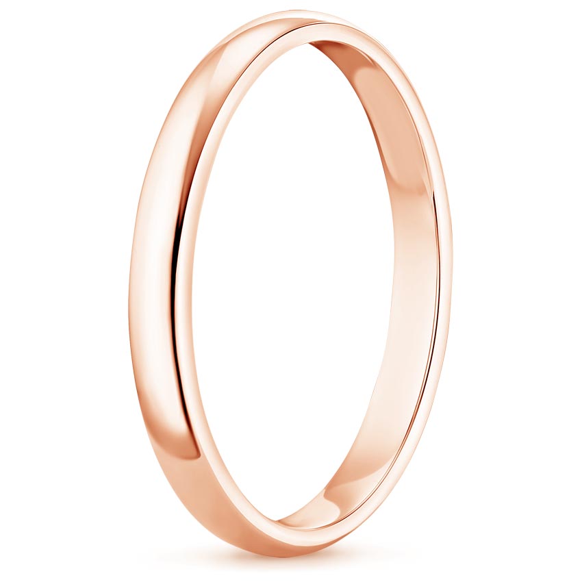 14K Rose Gold 2mm Slim Profile Wedding Ring, large side view