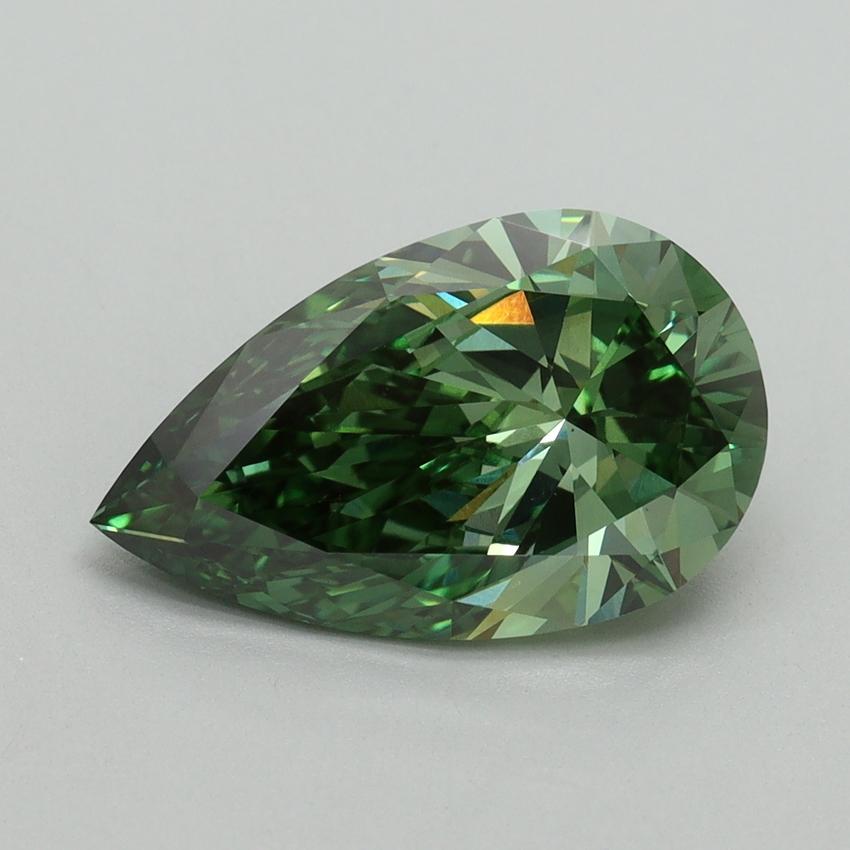 3.10 Ct. Fancy Vivid Green Pear Lab Grown Diamond