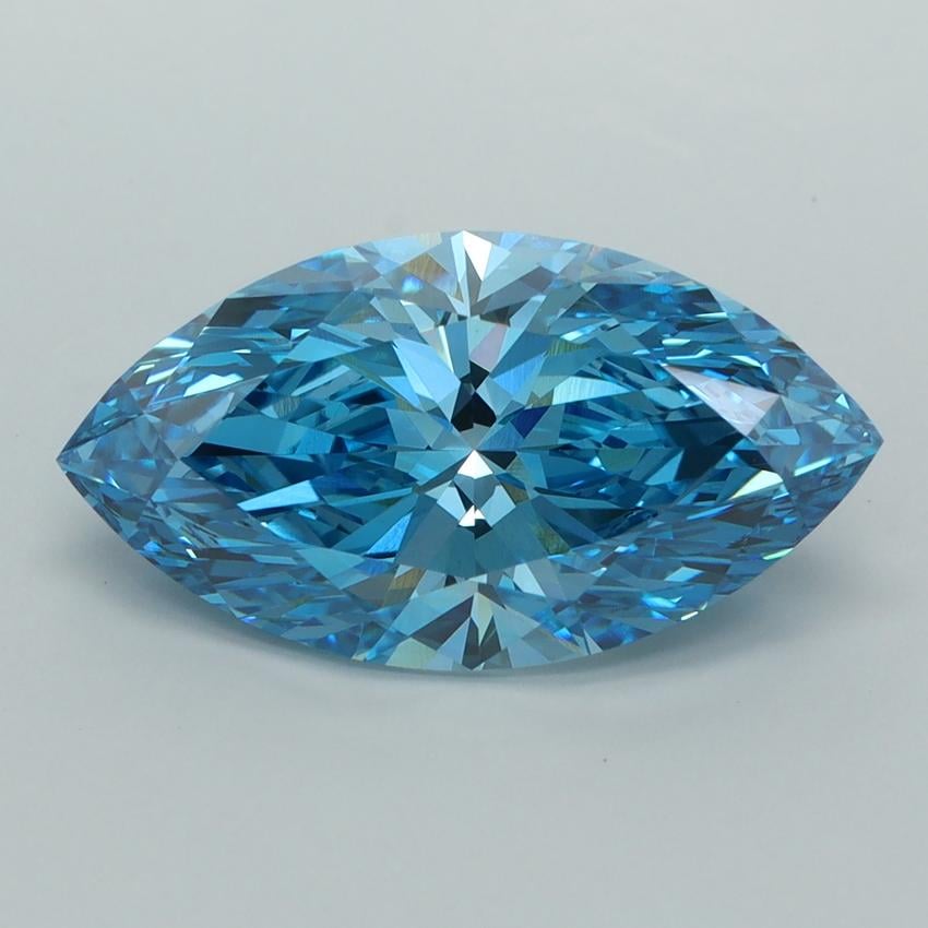 4.02 Ct. Fancy Vivid  Blue Marquise Lab Grown Diamond