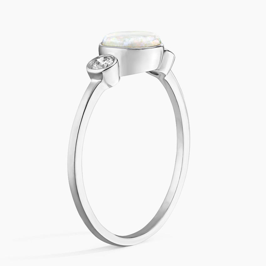 18K White Gold Cassiopeia Opal and Diamond Ring