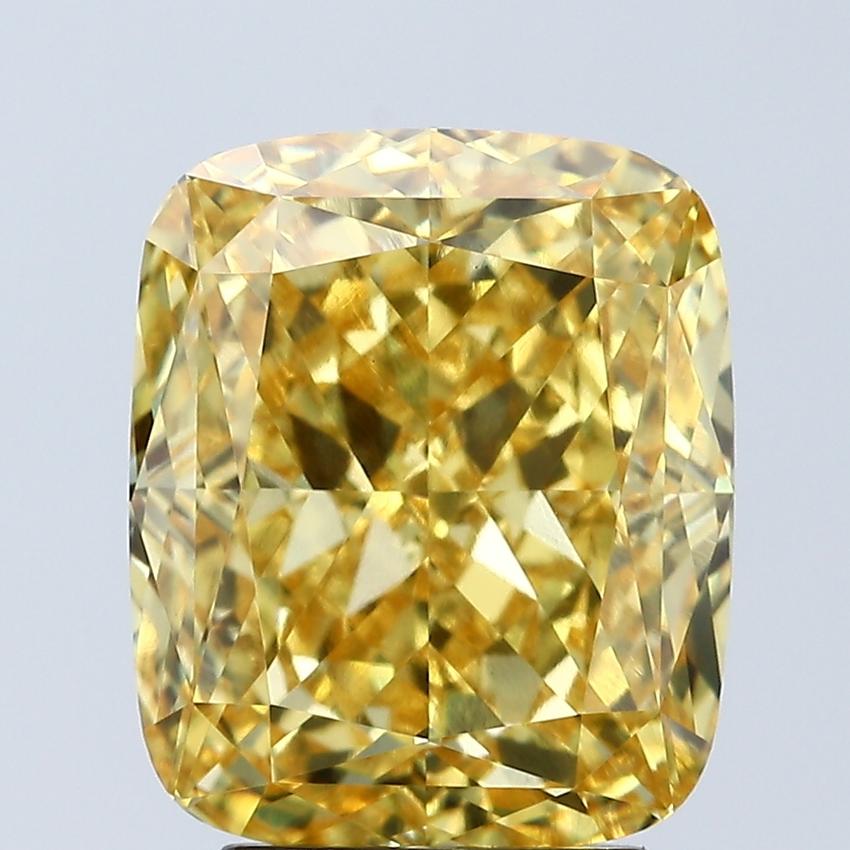 4.05 Ct. Fancy Vivid Yellow Cushion Lab Grown Diamond