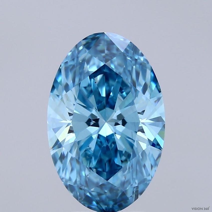 4.04 Ct. Fancy Vivid Blue Oval Lab Grown Diamond