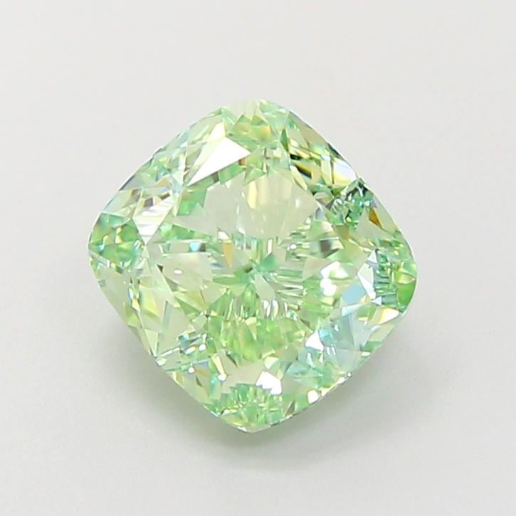 2.02 Ct. Fancy Vivid  Green Cushion Lab Grown Diamond