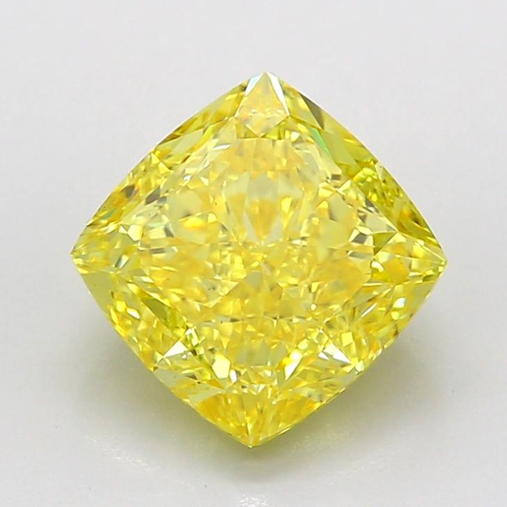 3.02 Ct. Fancy Vivid  Yellow Cushion Lab Grown Diamond