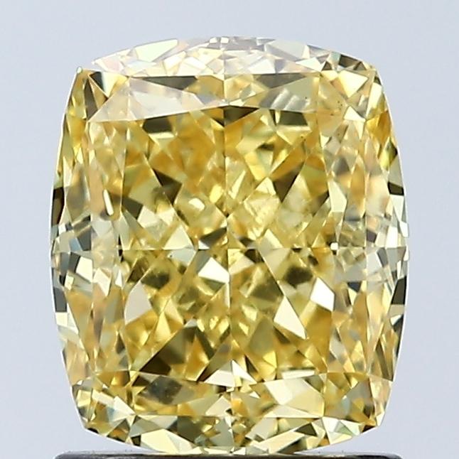 1.59 Ct. Fancy Vivid Yellow Cushion Lab Grown Diamond