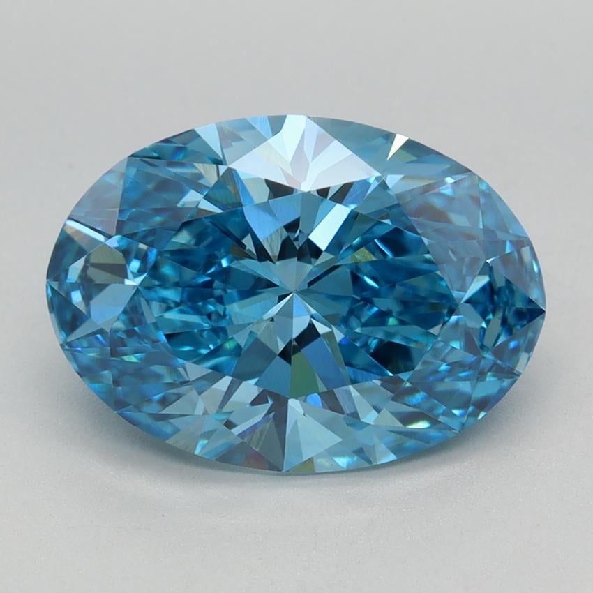 3.09 Ct. Fancy Vivid Blue Oval Lab Grown Diamond