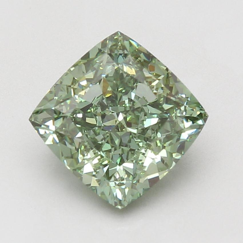 4.07 Ct. Fancy Vivid Green Cushion Lab Grown Diamond