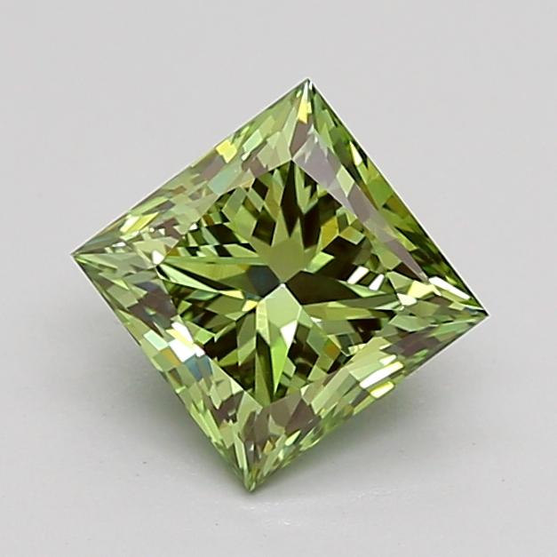 1.24 Ct. Fancy Vivid Green Princess Lab Grown Diamond