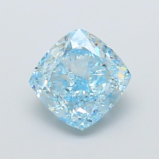 1.66 Ct. Fancy Vivid Greenish Blue Cushion Lab Grown Diamond