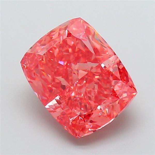 5.06 Ct. Fancy Vivid  Pink Cushion Lab Grown Diamond