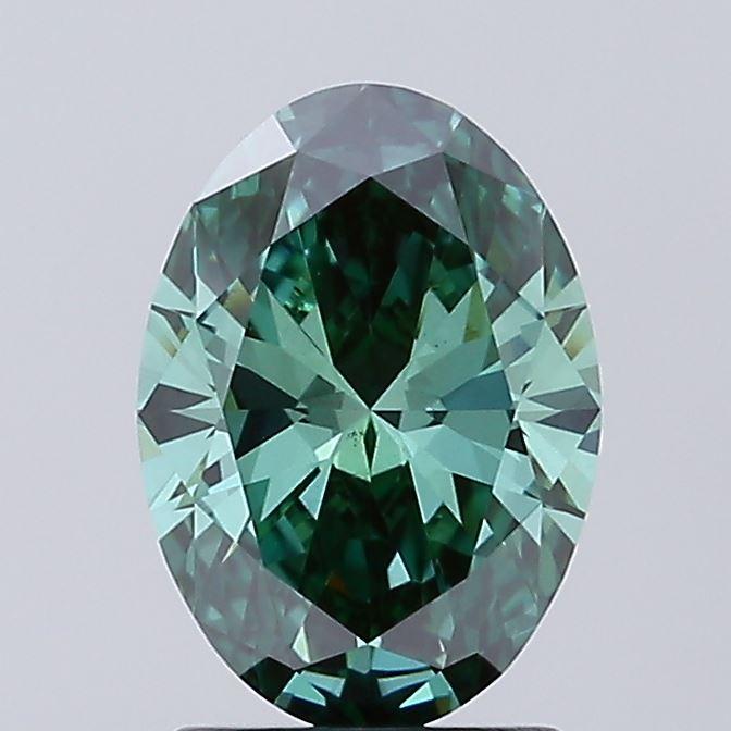 1.52 Ct. Fancy Vivid Green Oval Lab Grown Diamond