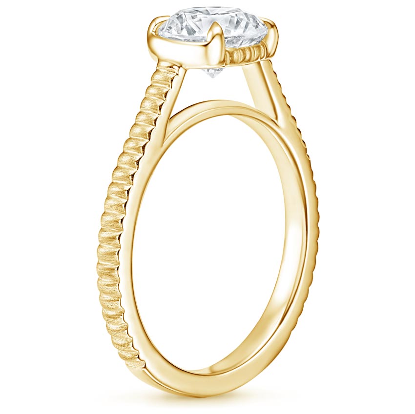 18K Yellow Gold Jade Trau Satin Esthética Solitaire Ring, large side view