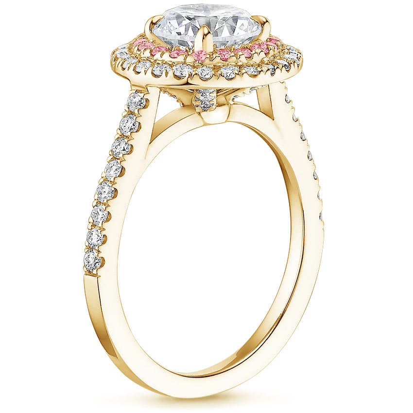 18K Yellow Gold Soleil Diamond Ring with Pink Lab Diamond Accents (1/2 ct. tw.), large side view
