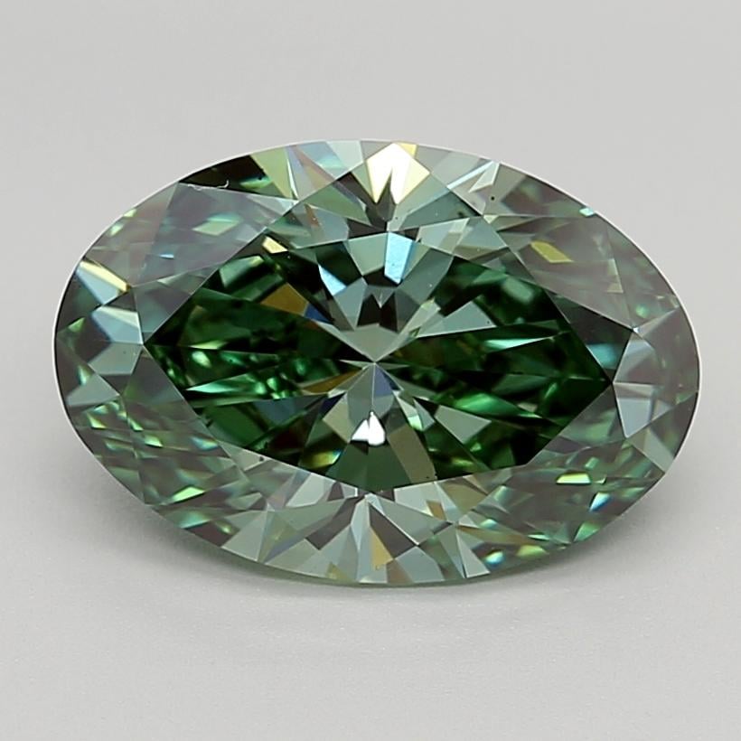 3.47 Ct. Fancy Vivid  Green Oval Lab Grown Diamond