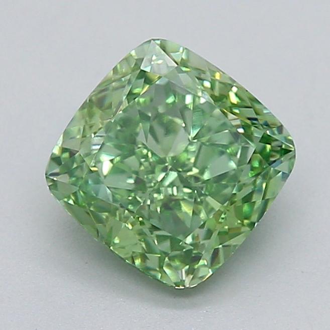 1.05 Ct. Fancy Vivid  Green Cushion Lab Grown Diamond