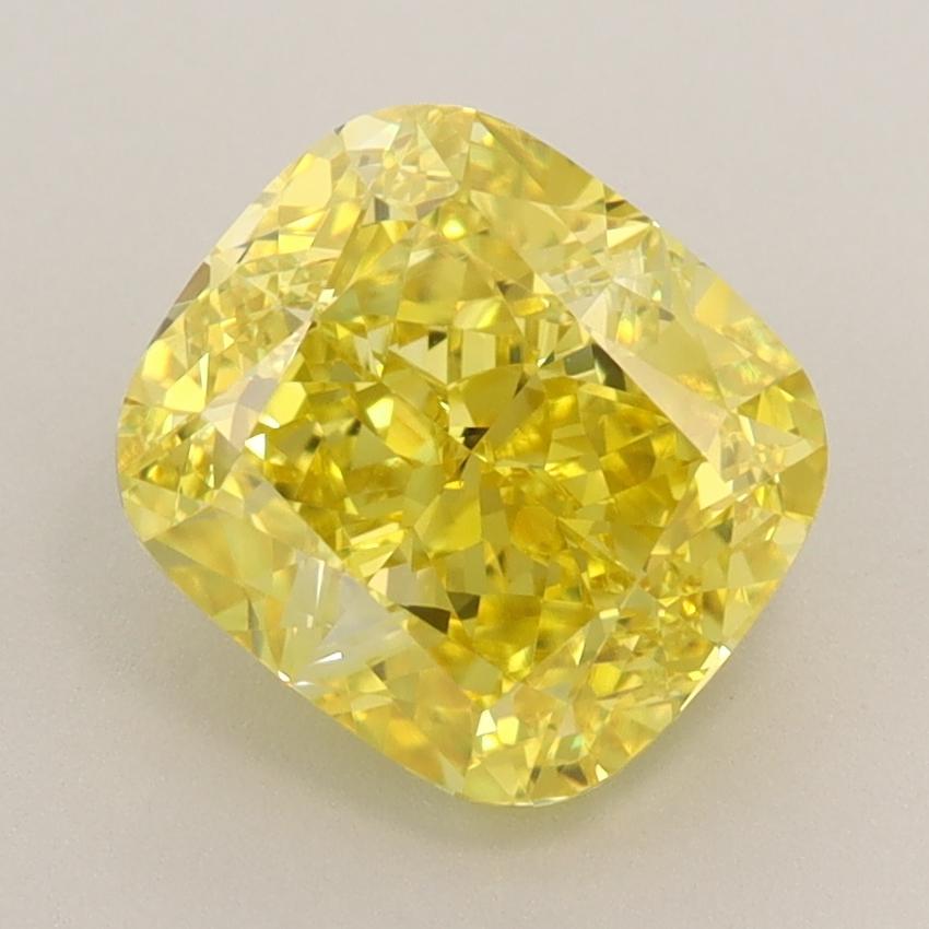 2.51 Ct. Fancy Vivid  Yellow Cushion Lab Grown Diamond