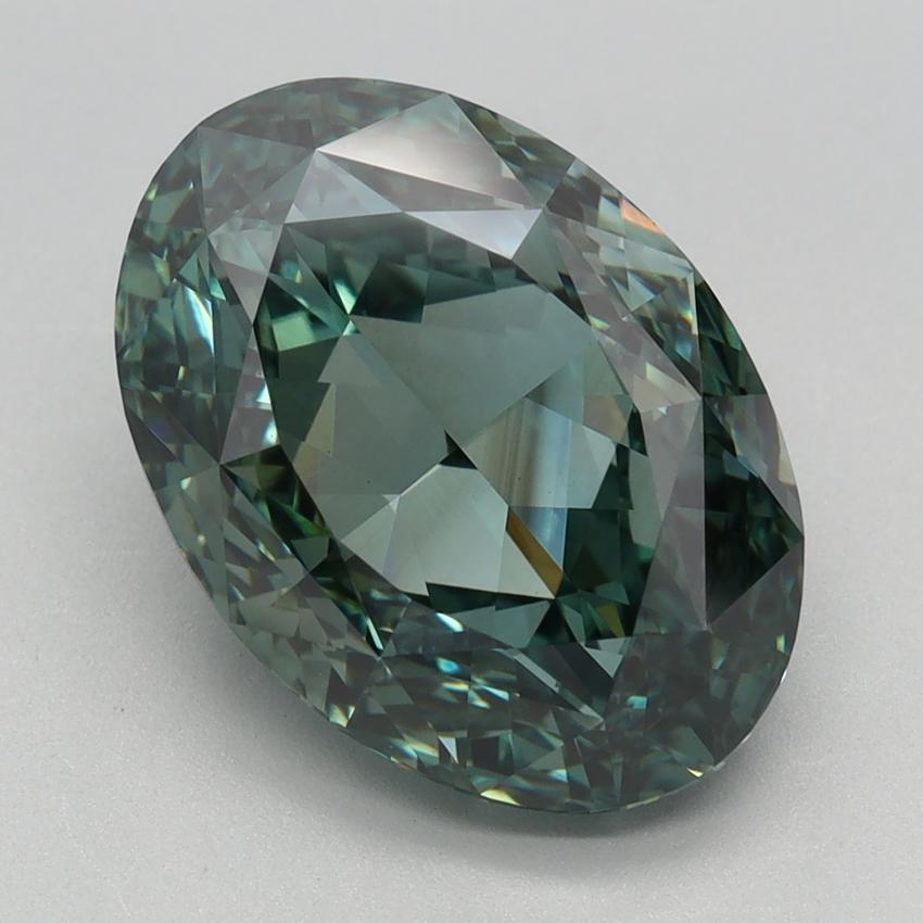 5.03 Ct. Fancy Vivid Green Oval Lab Grown Diamond