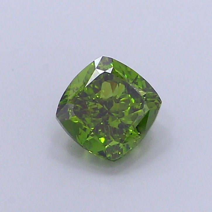 1.15 Ct. Fancy Vivid  Green Cushion Lab Grown Diamond