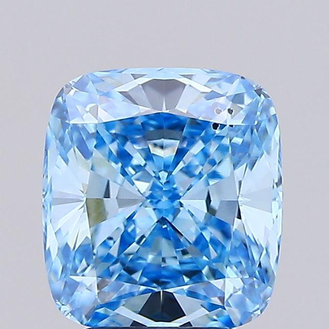 3.05 Ct. Fancy Vivid  Blue Cushion Lab Grown Diamond