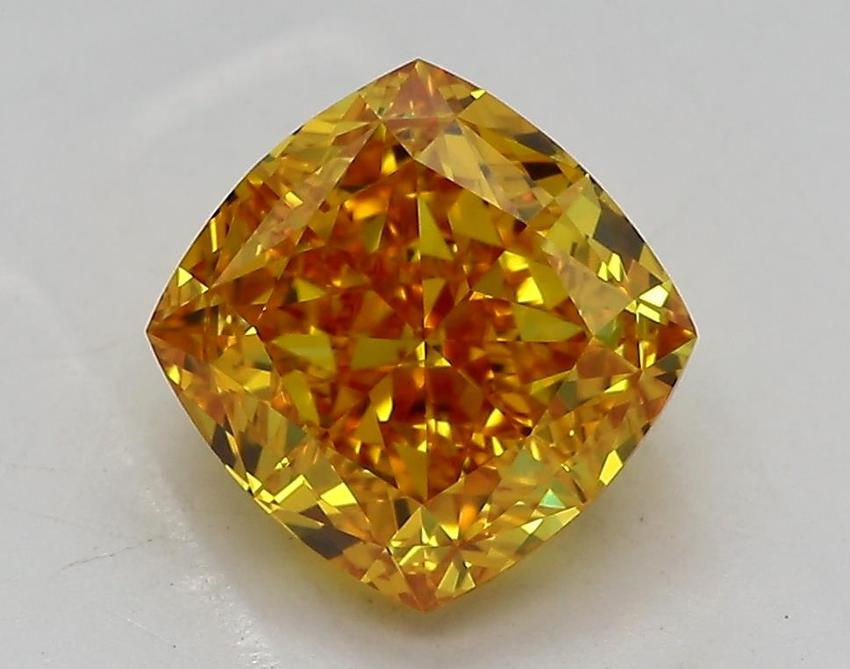 2.09 Ct. Fancy Vivid Yellow Cushion Lab Grown Diamond