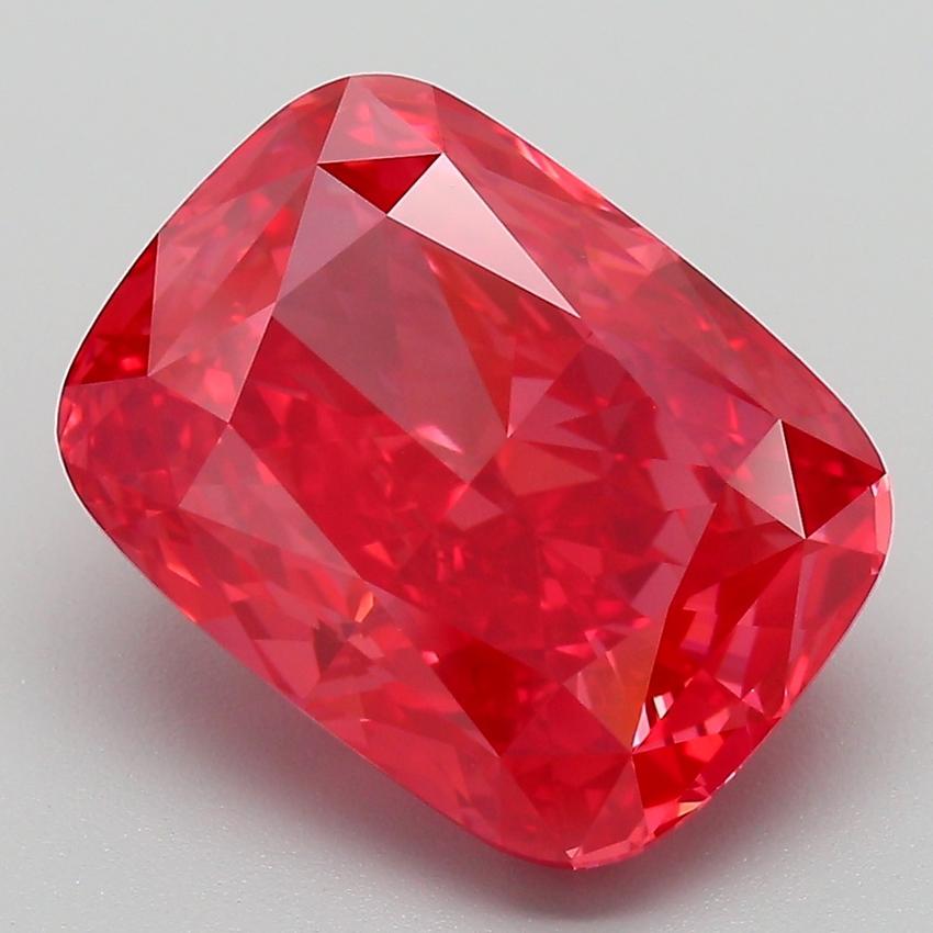 6.51 Ct. Fancy Vivid Red Cushion Lab Grown Diamond