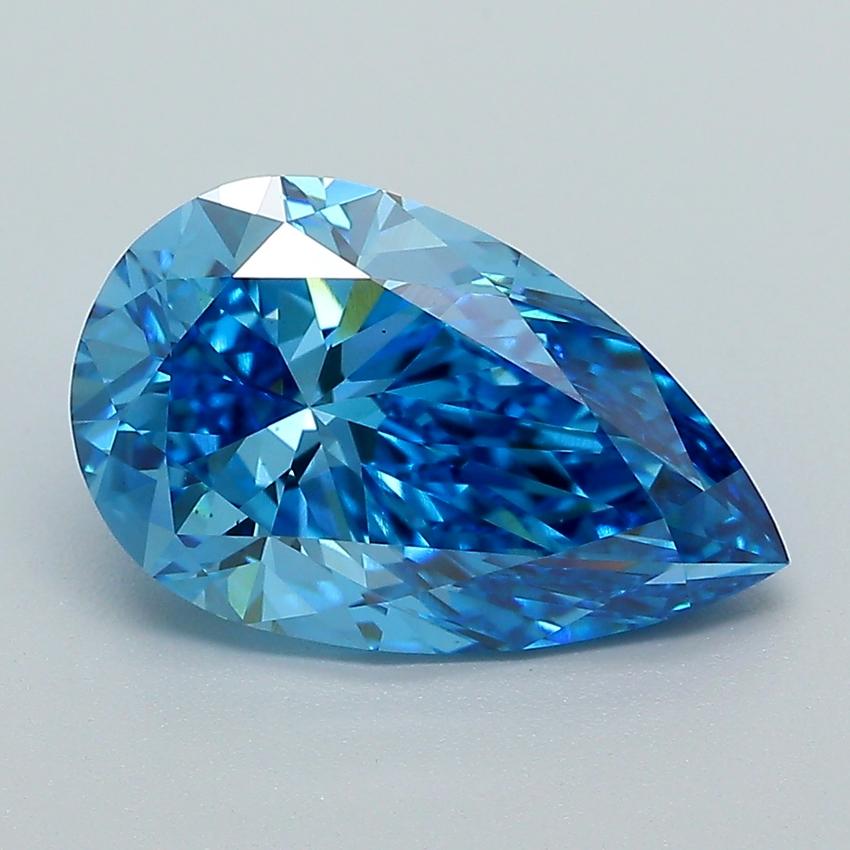 3.07 Ct. Fancy Vivid  Blue Pear Lab Grown Diamond