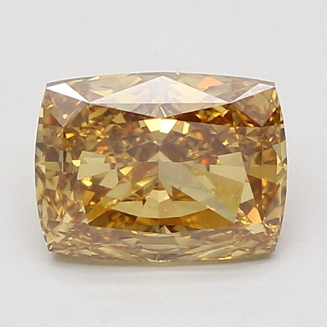 2.55 Ct. Fancy Intense Brownish Yellow Cushion Lab Grown Diamond