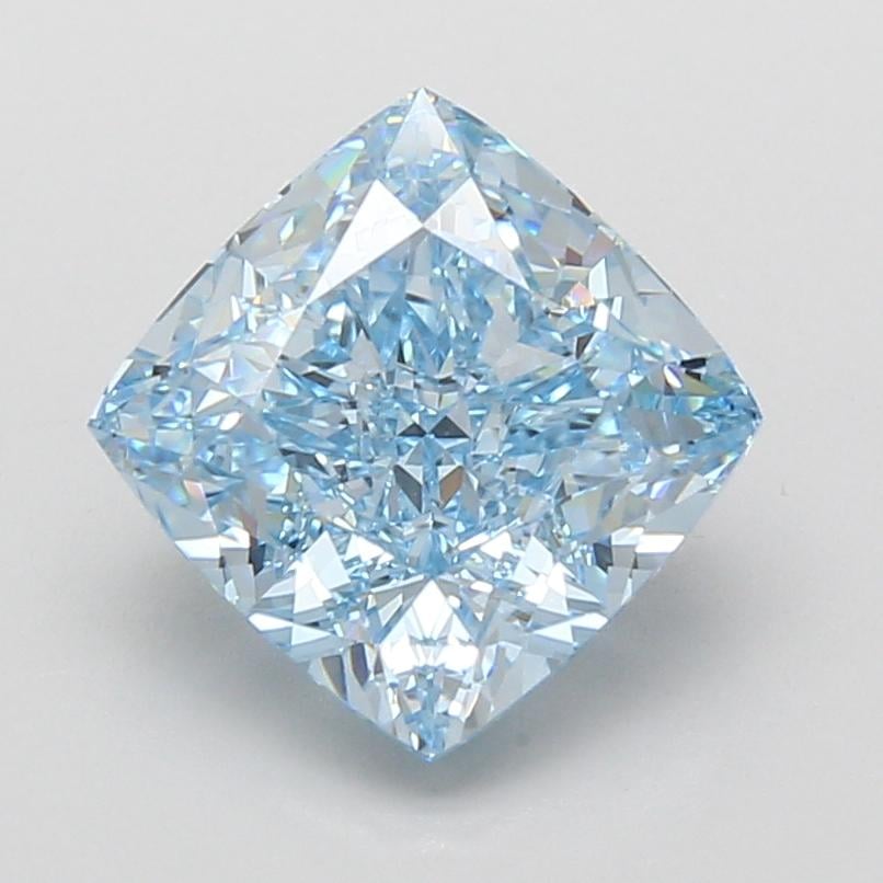 3.71 Ct. Fancy Vivid Blue Cushion Lab Grown Diamond