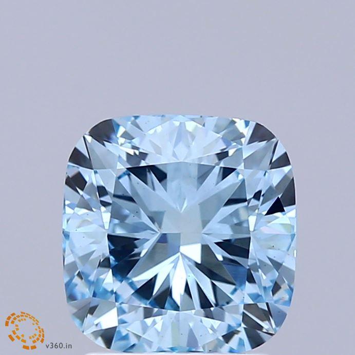 2.14 Ct. Fancy Vivid  Blue Cushion Lab Grown Diamond