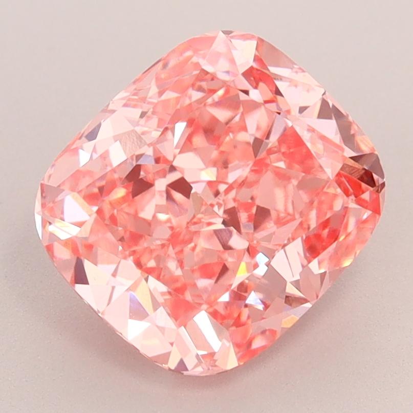 3.07 Ct. Fancy Vivid Pink Cushion Lab Grown Diamond