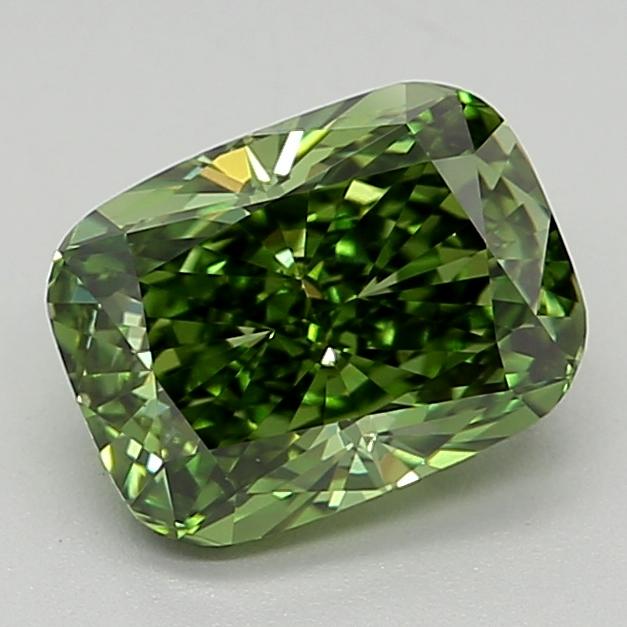 1.36 Ct. Fancy Vivid  Green Cushion Lab Grown Diamond