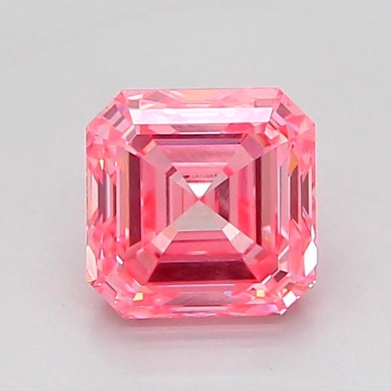 1.08 Ct. Fancy Vivid Pink Asscher Lab Grown Diamond