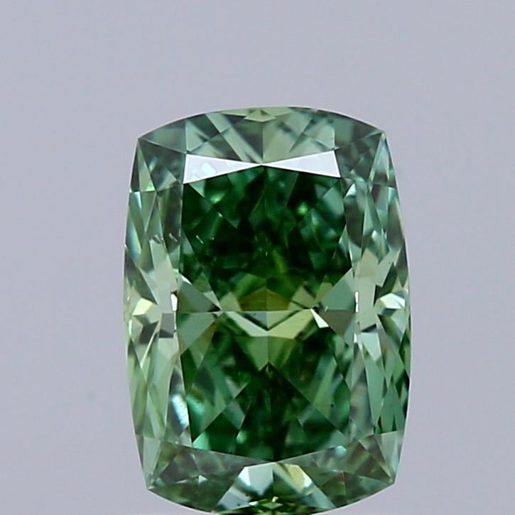 1.00 Ct. Fancy Vivid  Green Cushion Lab Grown Diamond