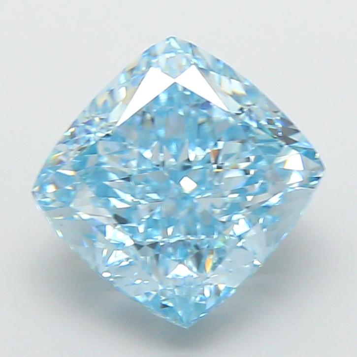 3.81 Ct. Fancy Vivid  Blue Cushion Lab Grown Diamond