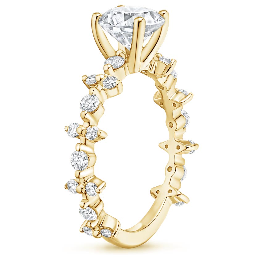 18K Yellow Gold Reflection Diamond Ring, large side view