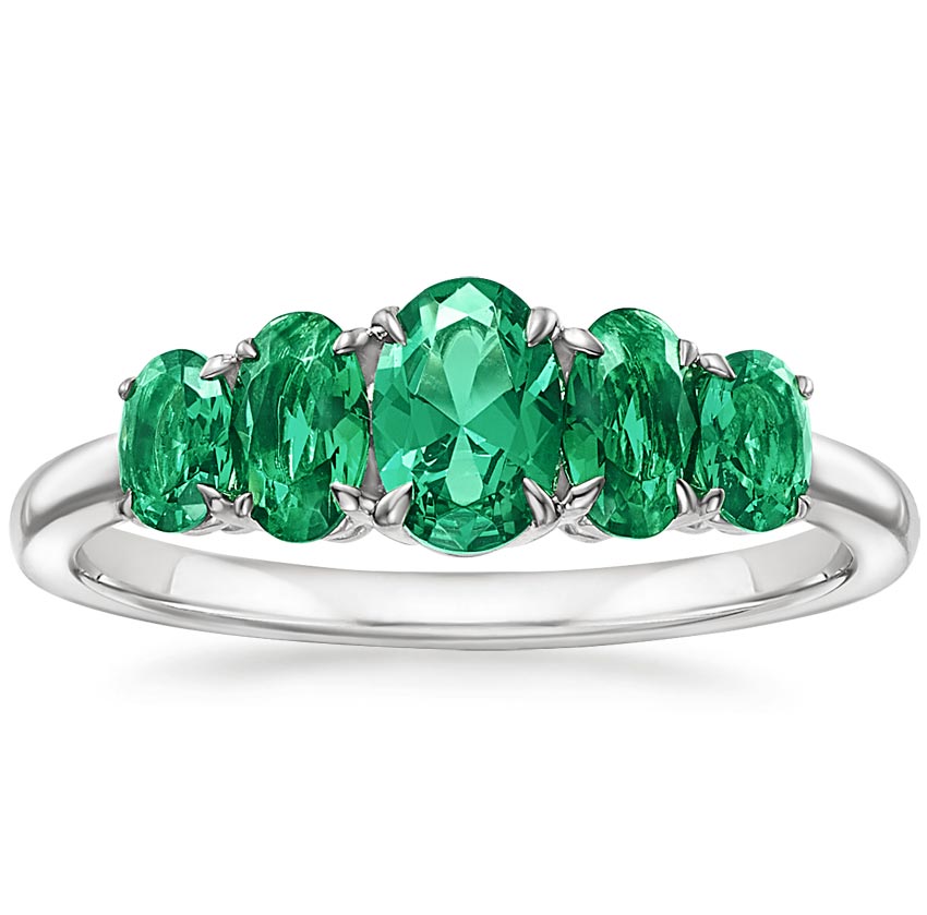 Five Stone Lab Created Emerald Ring Empress Brilliant Earth