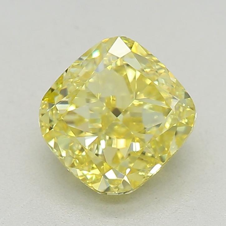 0.98 Ct. Fancy Vivid Yellow Cushion Lab Grown Diamond