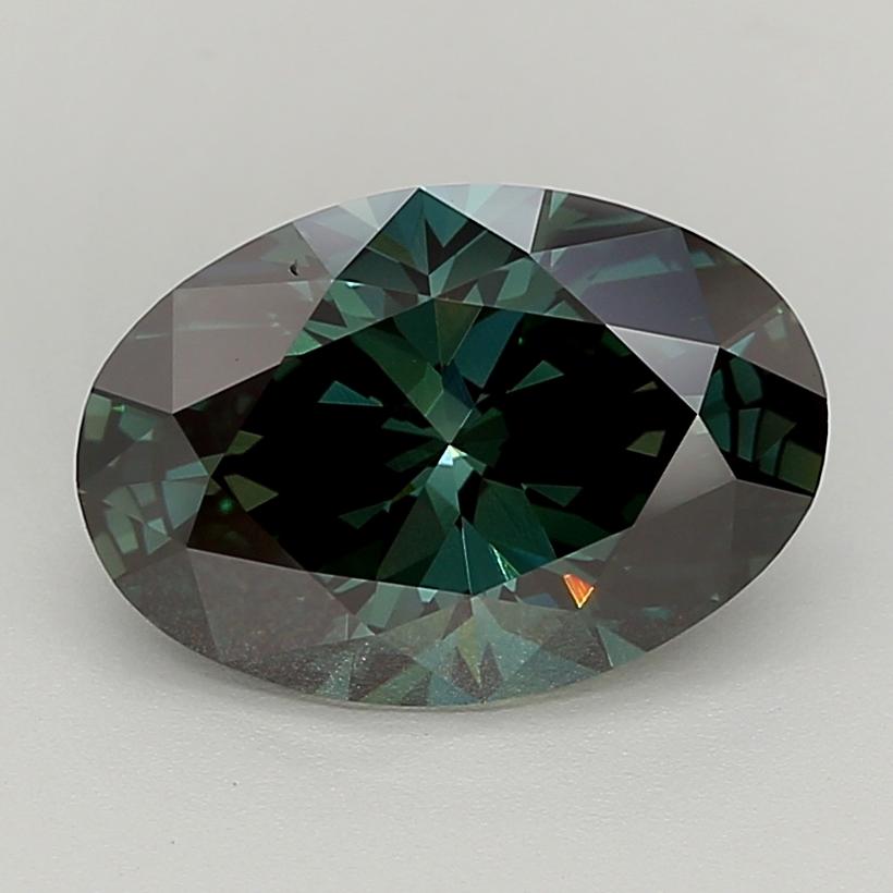 4.08 Ct. Fancy Deep  Green Oval Lab Grown Diamond
