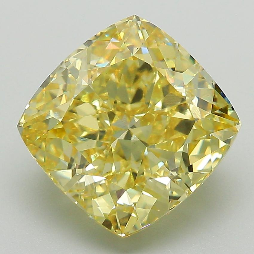5.37 Ct. Fancy Vivid Yellow Cushion Lab Grown Diamond
