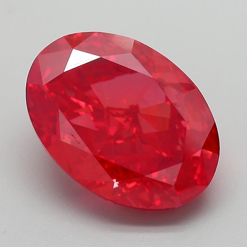 6.65 Ct. Fancy Vivid Red Oval Lab Grown Diamond