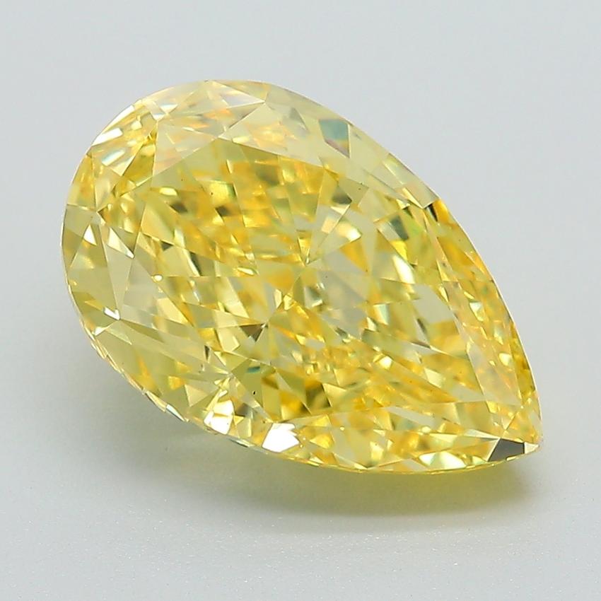 4.08 Ct. Fancy Vivid Yellow Pear Lab Grown Diamond